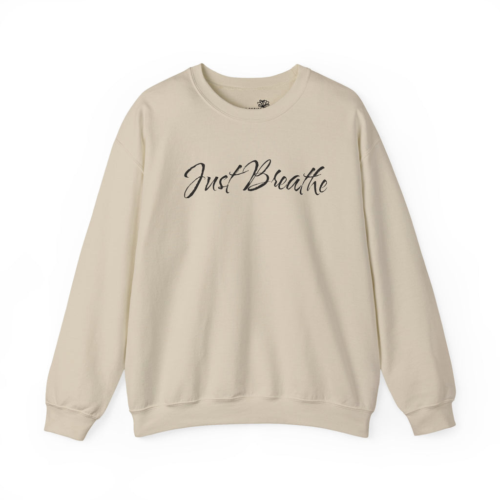 Just Breathe FRONT & BACK Graphic - Cozy Pullover Sweatshirt