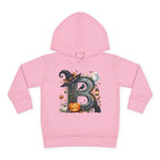 Toddler Hoodie — Halloween Custom Initial Pullover (Witch Hat, Pumpkin & Ghosts)