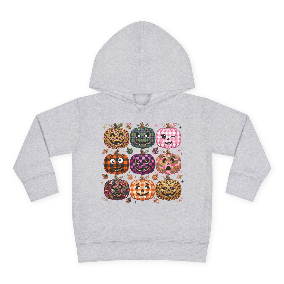 Toddler Halloween Pumpkin Hoodie — Colorful Patterned Jack-O’-Lanterns