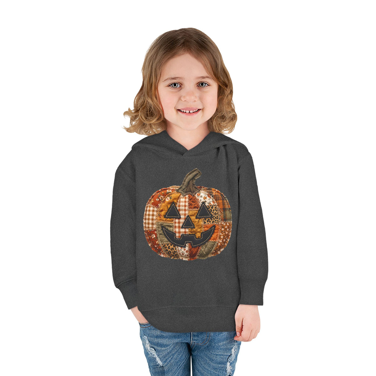 Toddler Halloween Pumpkin Hoodie — Patchwork Jack-O'-Lantern Pullover