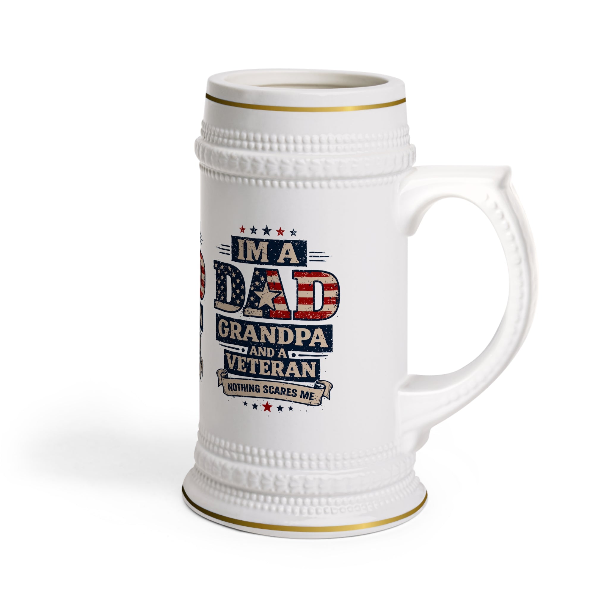 Upload Your Own Image or Keep Dad. Grandpa. Veteran. — Patriotic Beer Stein Mug | 22oz