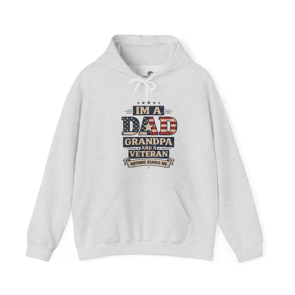 Men's Hoodie — "I'm a Dad, Grandpa & Veteran. Nothing Scares Me."