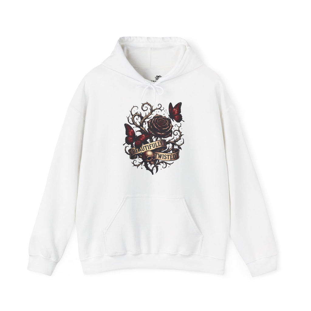 Beautifully Twisted Rose & Butterfly Graphic -  Cozy Hoodie