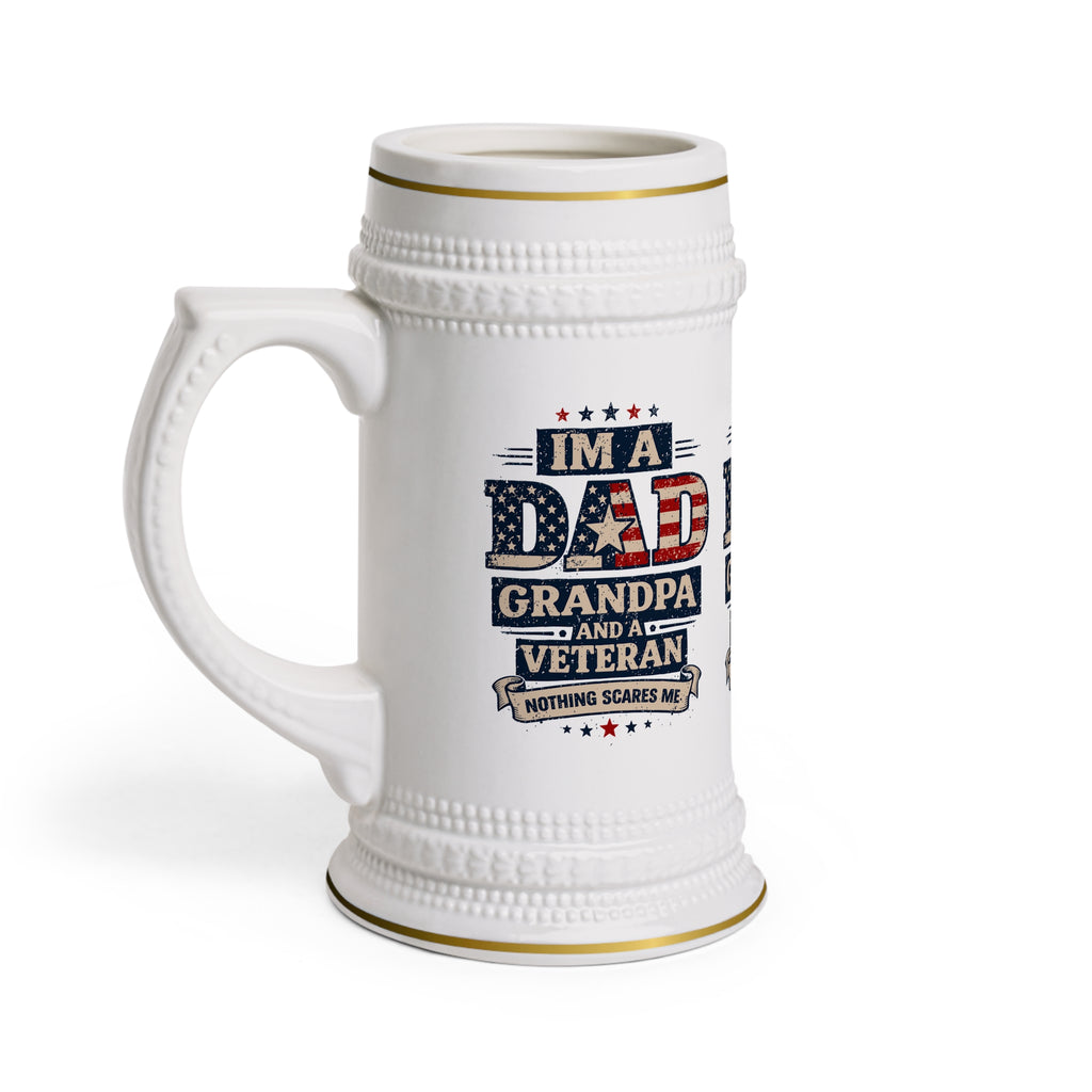 Upload Your Own Image or Keep Dad. Grandpa. Veteran. — Patriotic Beer Stein Mug | 22oz