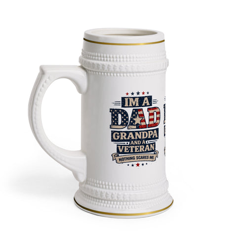 Upload Your Own Image or Keep Dad. Grandpa. Veteran. — Patriotic Beer Stein Mug | 22oz