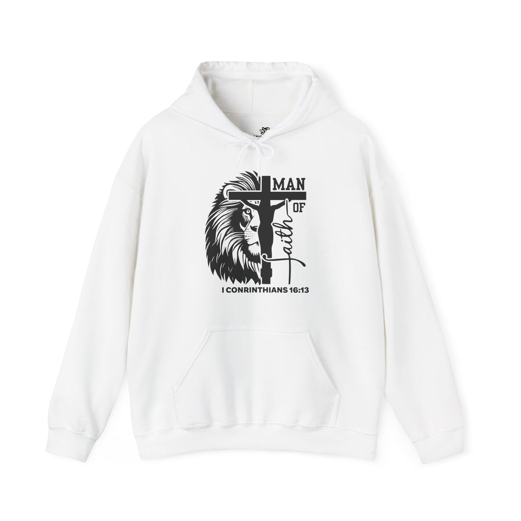 Man of Faith  Lion & Cross I Corinthians 16:13 Christian - Cozy Hoodie
