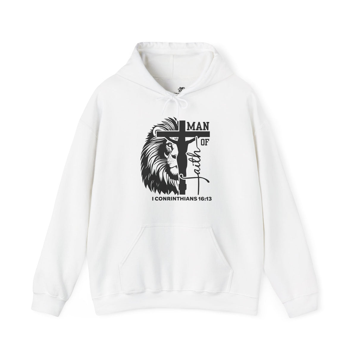 Man of Faith  Lion & Cross I Corinthians 16:13 Christian - Cozy Hoodie