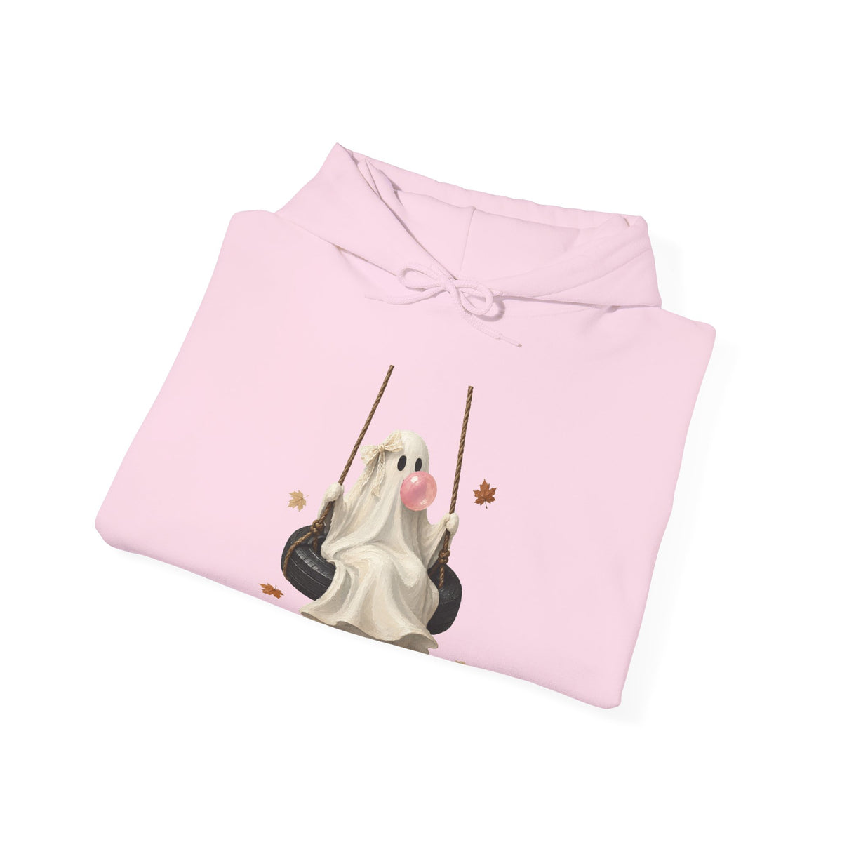 Cute Bubblegum Ghost on a Swing - Halloween Hoodie