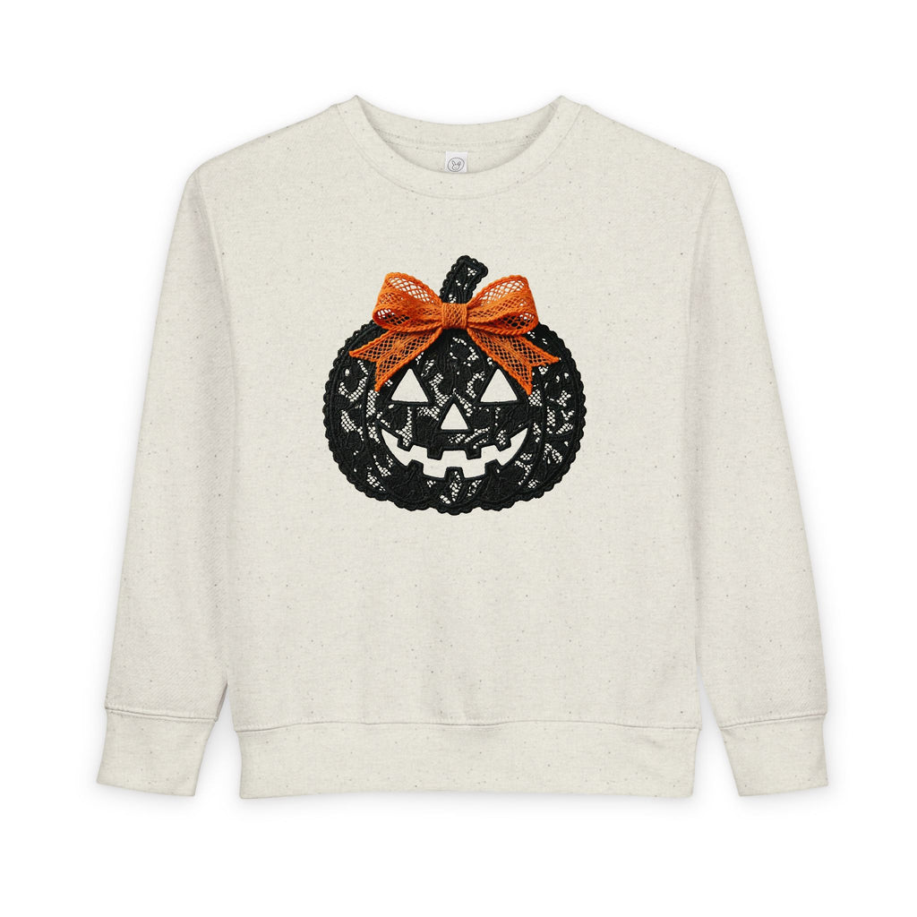 Toddler Sweatshirt - Halloween Jack-O'-Lantern with Orange Bow