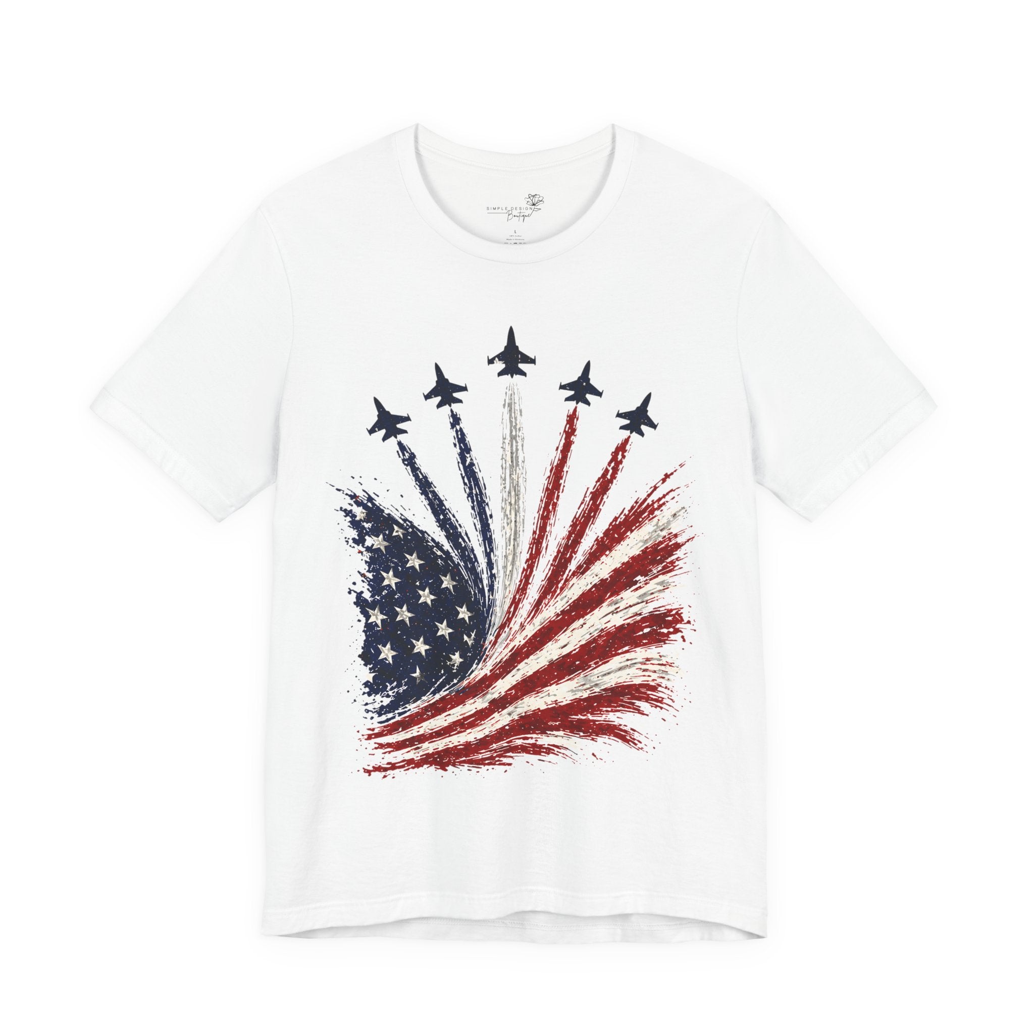 American Flag Jet Flyover T-Shirt — Patriotic 4th of July Tee
