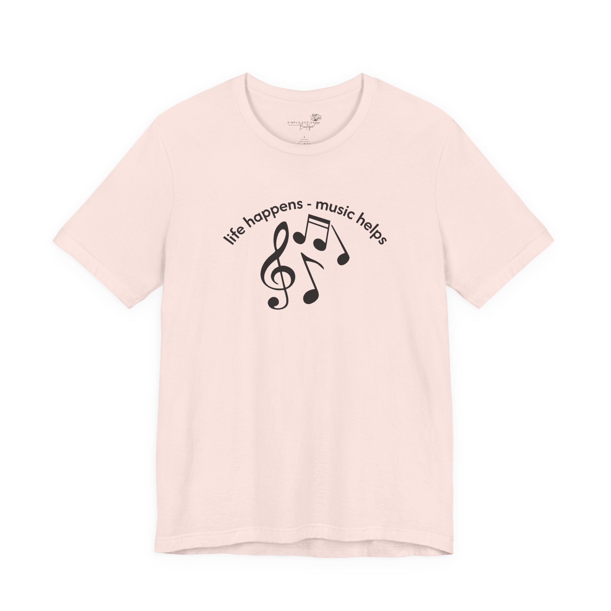 Music Therapy Tee — "life happens • music helps" Short Sleeve Shirt