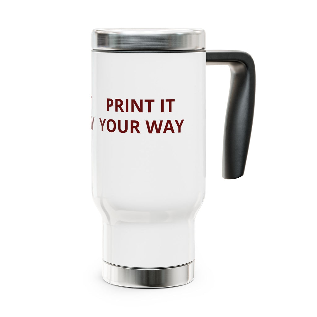 Personalized 14oz Stainless Steel Travel Mug with Handle — Your Custom Text