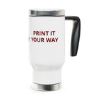 Personalized 14oz Stainless Steel Travel Mug with Handle — Your Custom Text