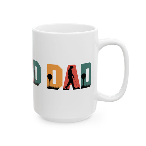 Dad Golf Mug — Vintage Golf Silhouette Ceramic Coffee Cup | 11oz & 15oz