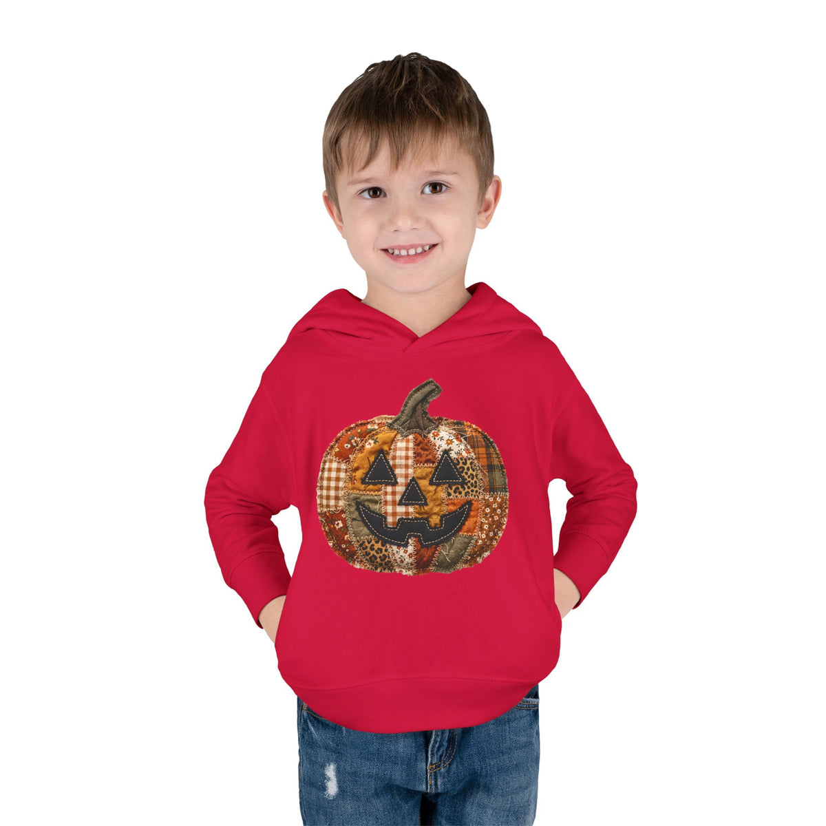 Toddler Halloween Pumpkin Hoodie — Patchwork Jack-O'-Lantern Pullover