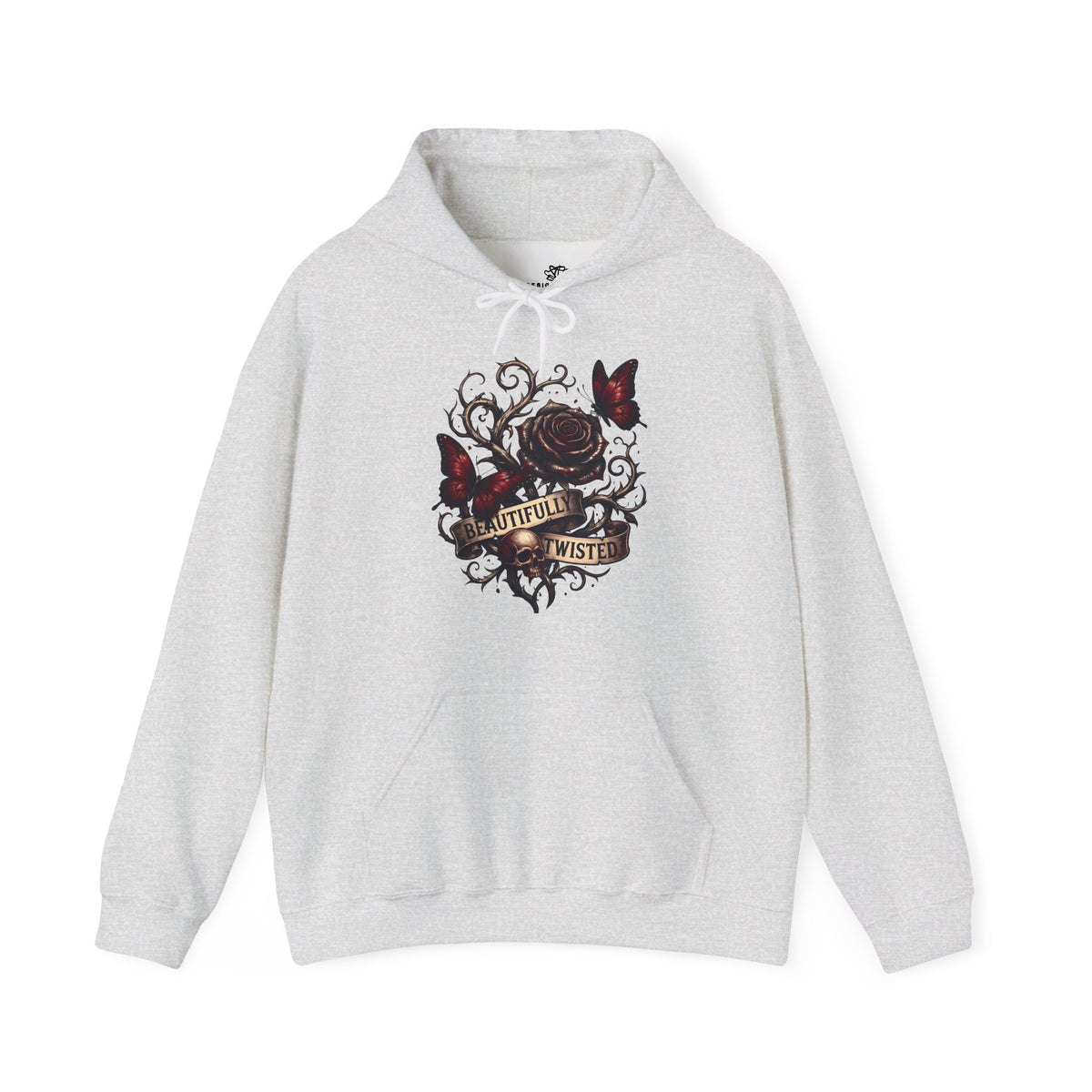 Beautifully Twisted Rose & Butterfly Graphic -  Cozy Hoodie