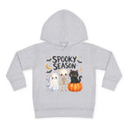 Toddler Hoodie — "Spooky Season" Cute Ghost, Skeleton & Black Cat Halloween Pullover