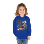 Toddler Hoodie — Halloween Custom Initial Pullover (Witch Hat, Pumpkin & Ghosts)