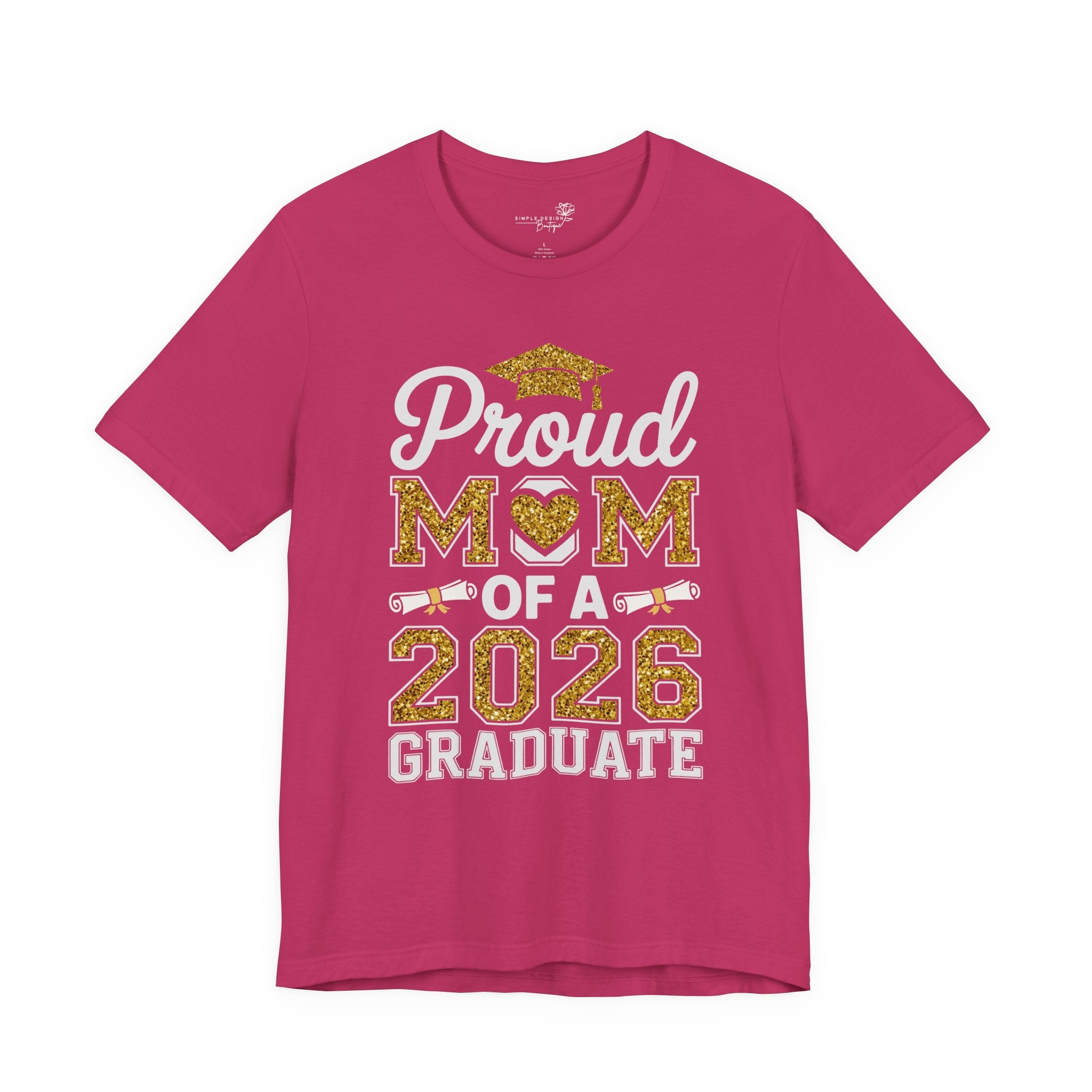 Proud Mom of a 2026 Graduate FRONT & BACK upload photo T-Shirt