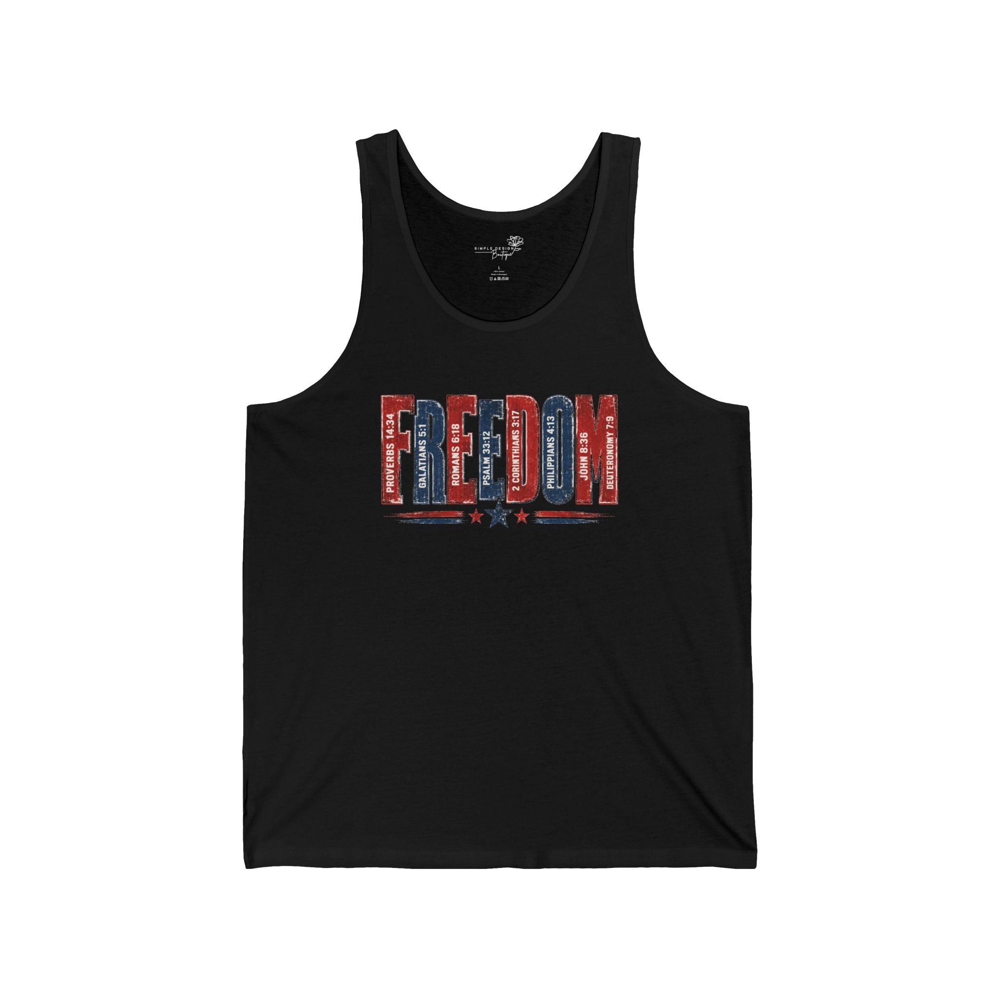Freedom Patriotic Tank Top — Text Graphic Fourth of July Shirt | XS–2XL