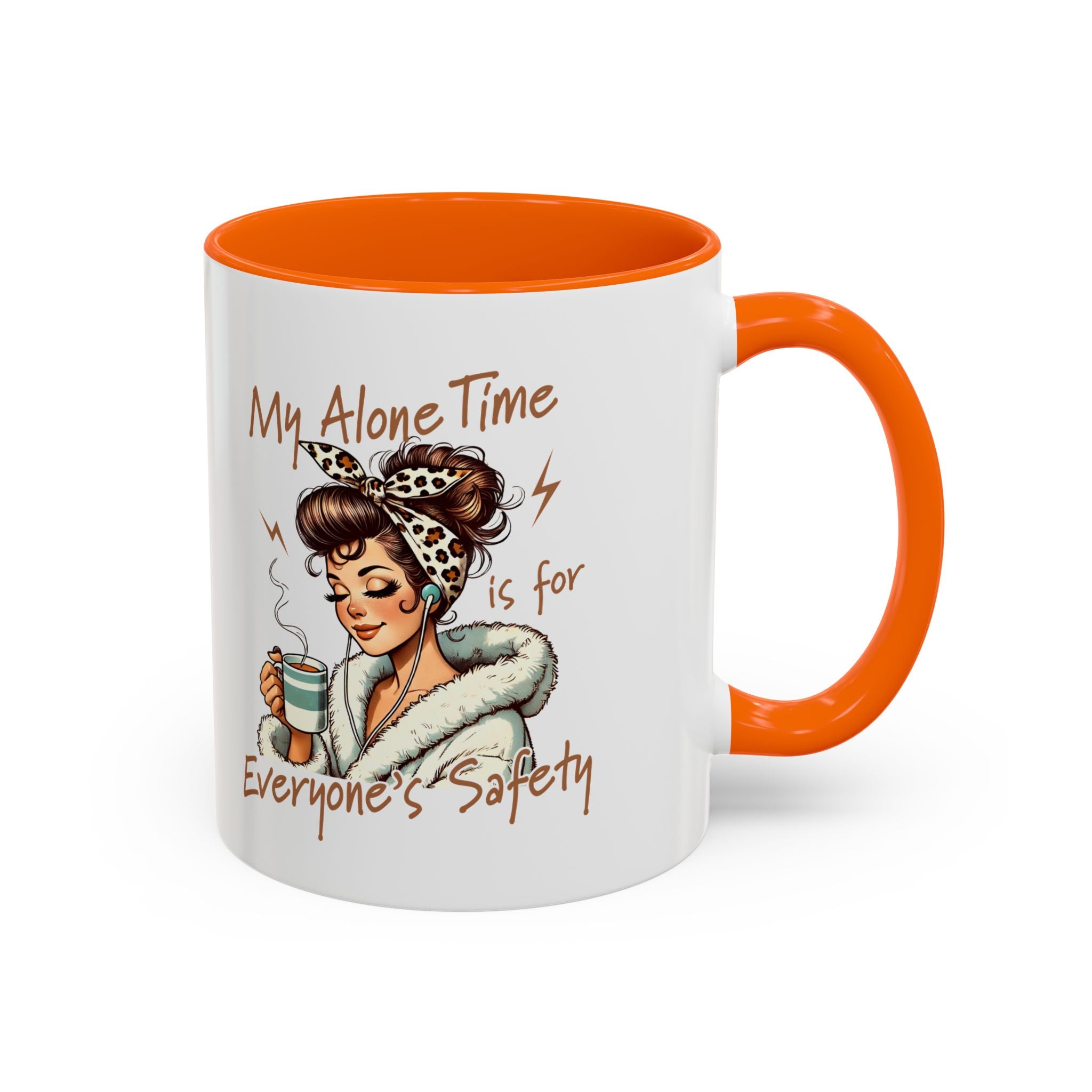 Coffee Mug — "My Alone Time Is for Everyone's Safety" Retro Woman Accent Mug