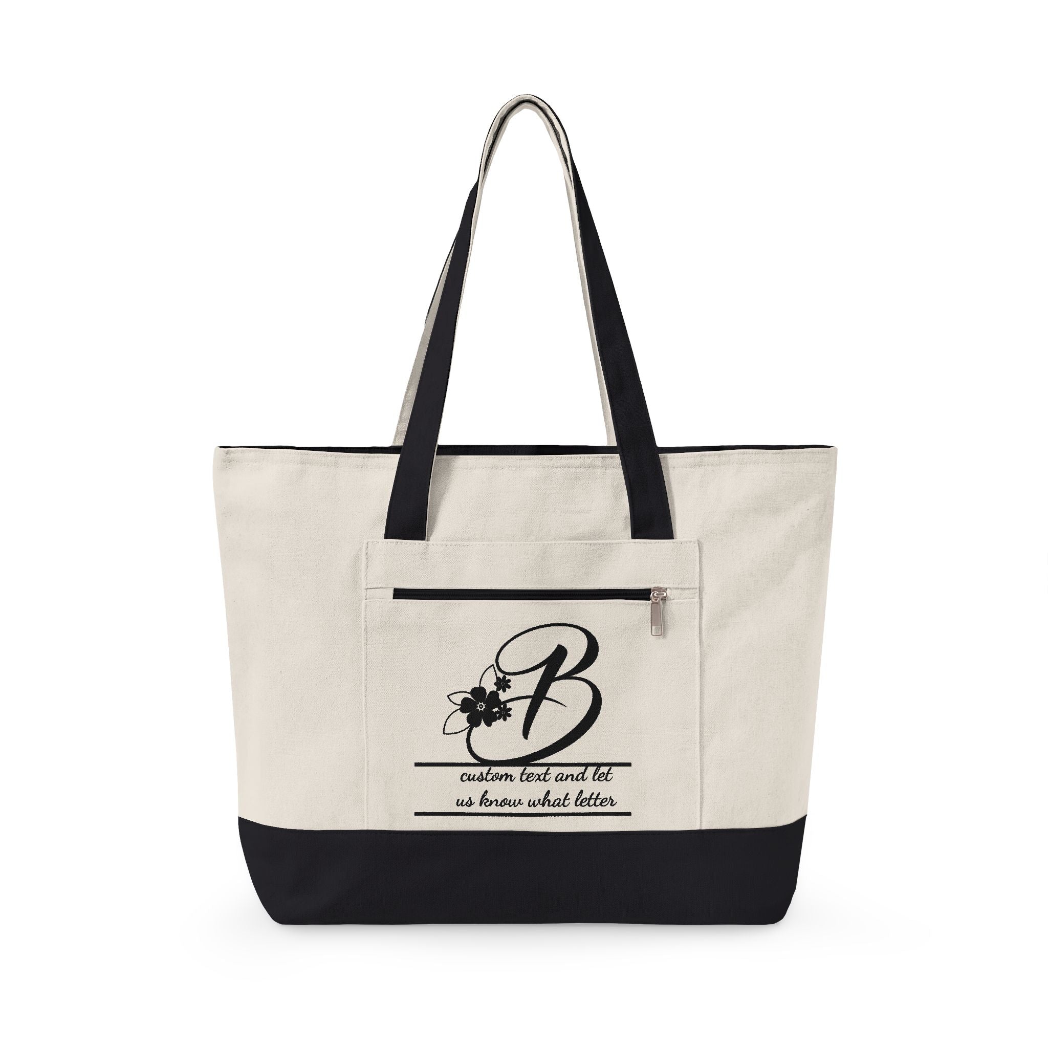 Personalized Zipper Canvas Tote