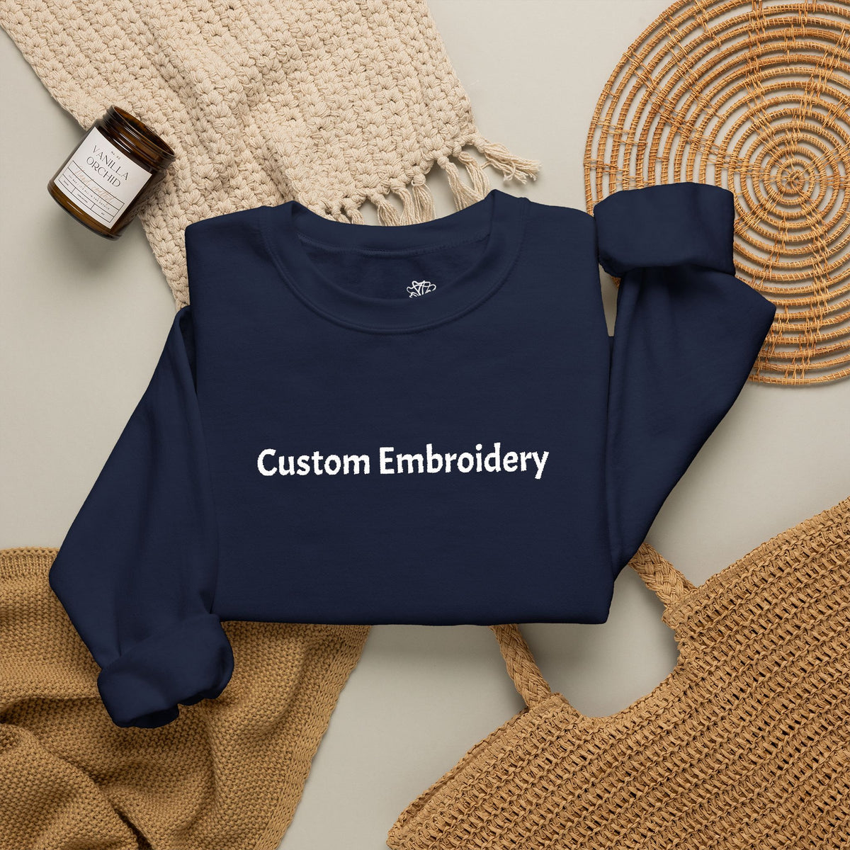 EMBROIDERED Custom Text (Dark Colors/Shades) Pullover Sweatshirts