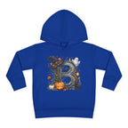 Toddler Hoodie — Halloween Custom Initial Pullover (Witch Hat, Pumpkin & Ghosts)
