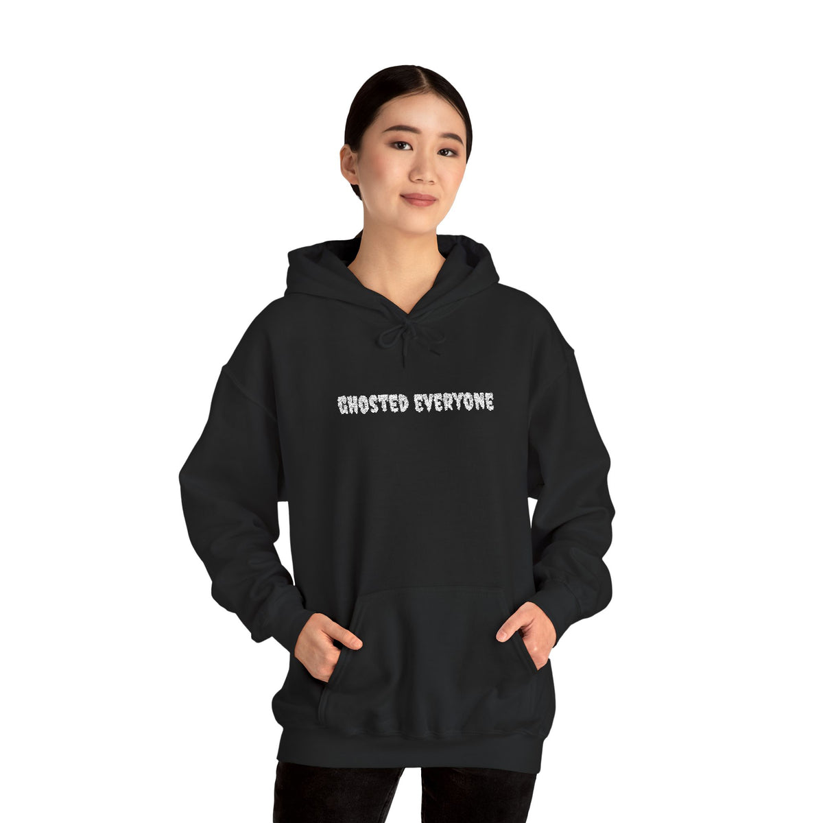 Ghosted Everyone EMBROIDERED Black Hoodie | Gothic Text