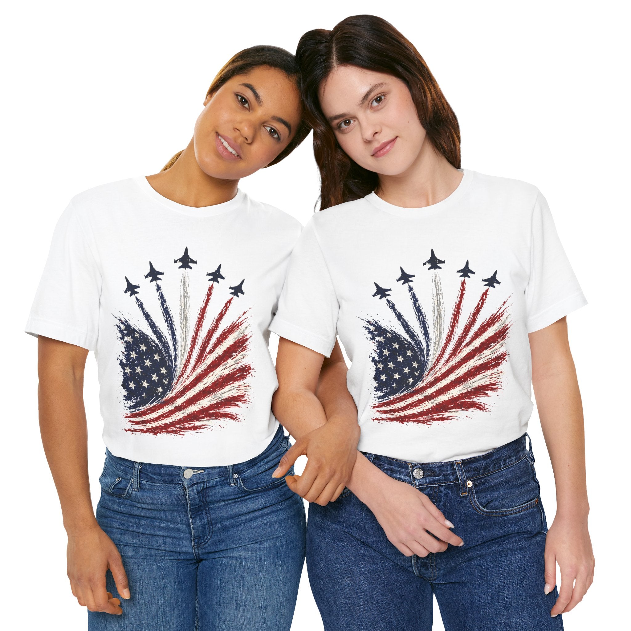 American Flag Jet Flyover T-Shirt — Patriotic 4th of July Tee