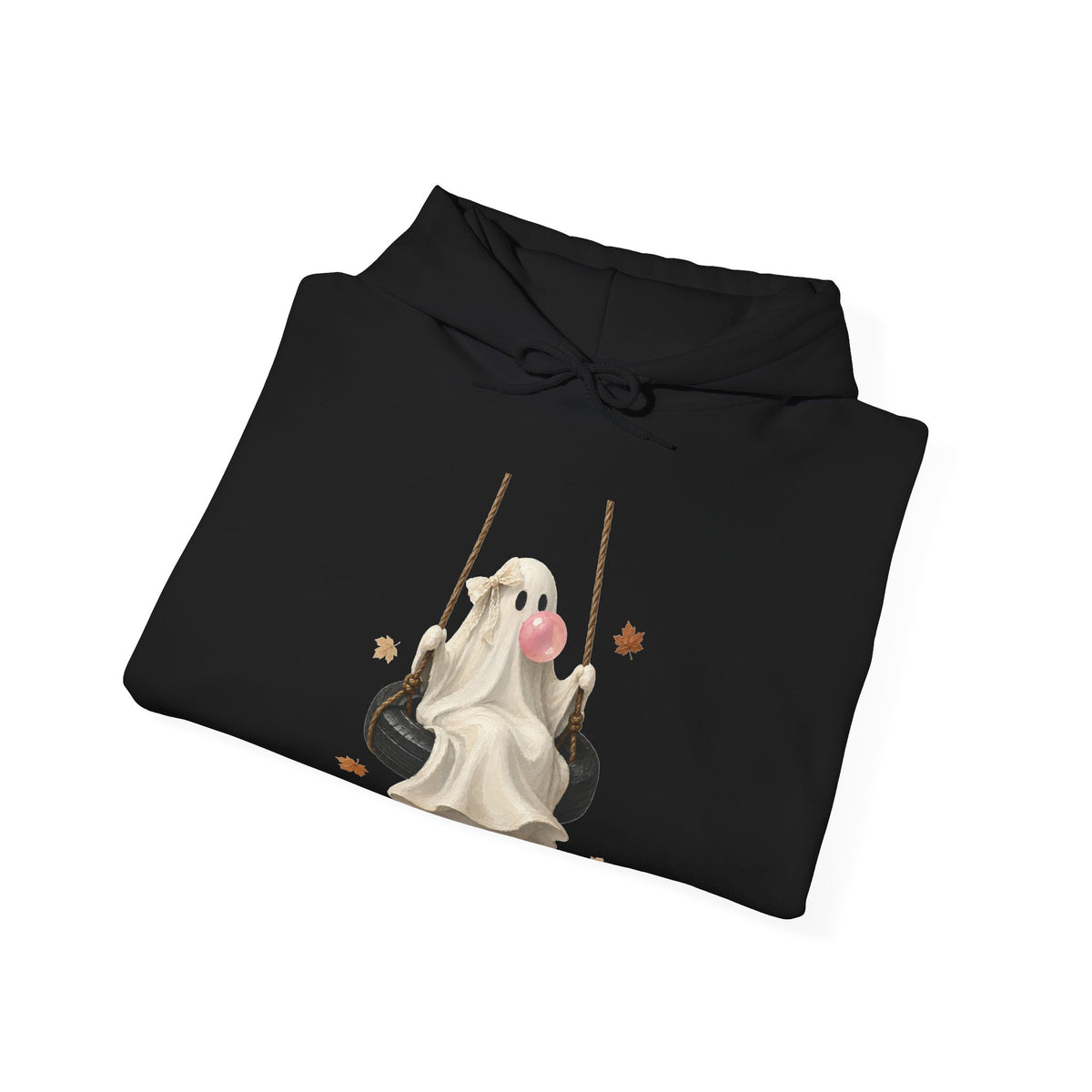Cute Bubblegum Ghost on a Swing - Halloween Hoodie