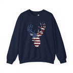 American Flag Deer Head Graphic - Pullover Sweatshirt