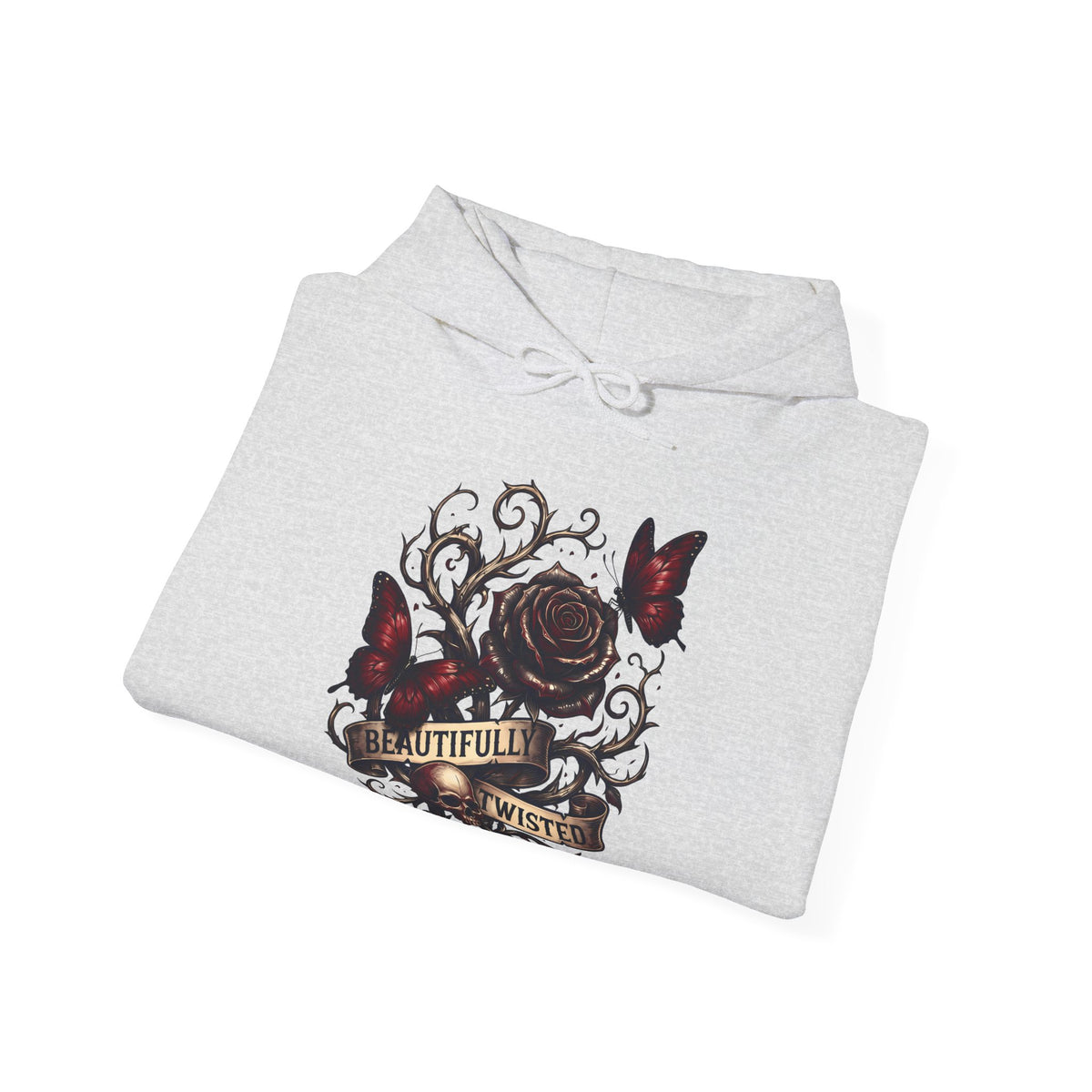 Beautifully Twisted Rose & Butterfly Graphic -  Cozy Hoodie