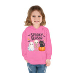 Toddler Hoodie — "Spooky Season" Cute Ghost, Skeleton & Black Cat Halloween Pullover