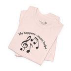 Music Therapy Tee — "life happens • music helps" Short Sleeve Shirt