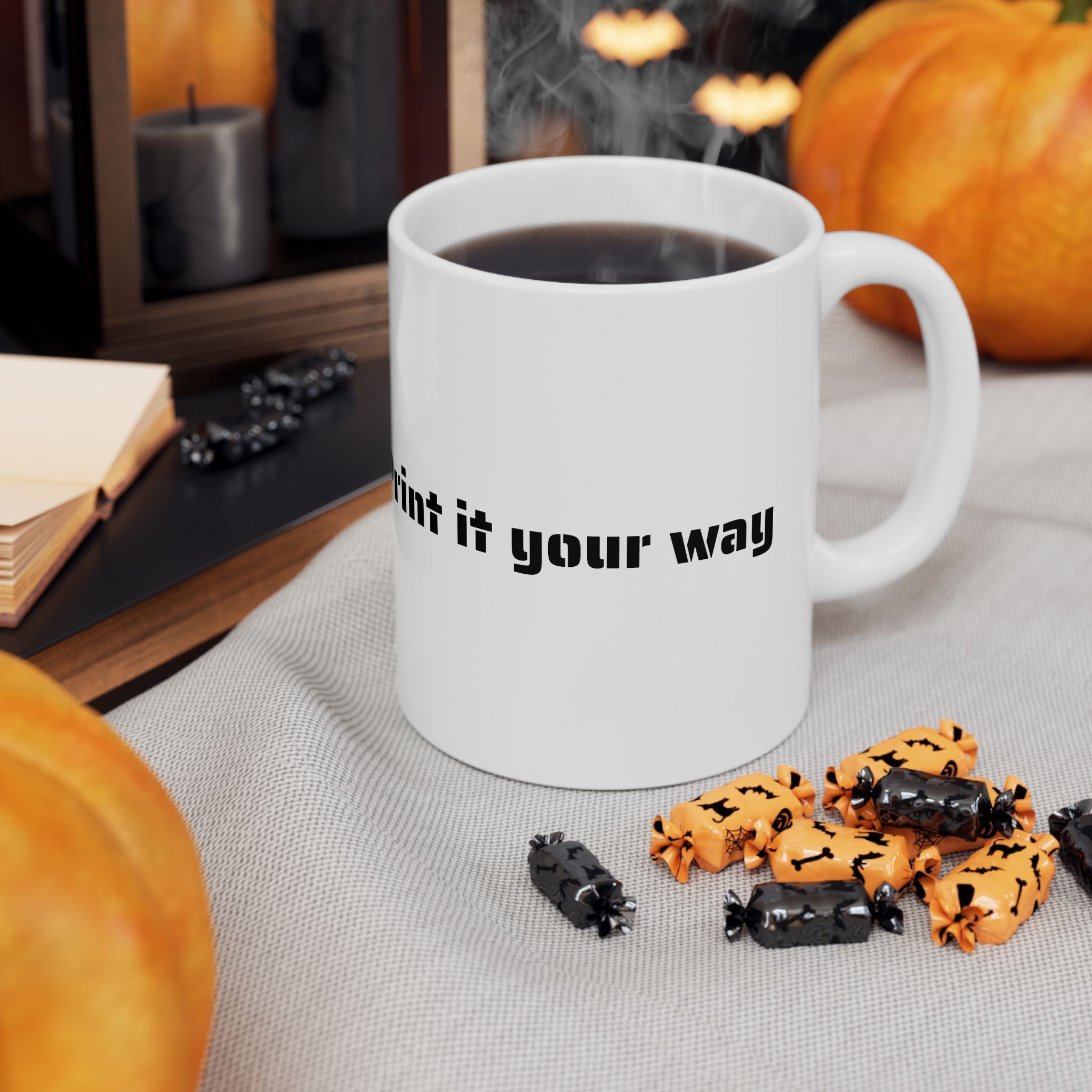 Custom Text Ceramic Coffee Cup | 11oz & 15oz
