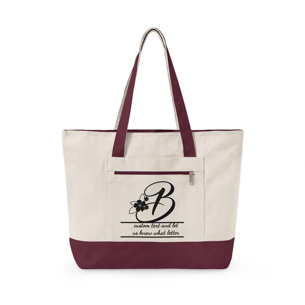 Personalized Zipper Canvas Tote