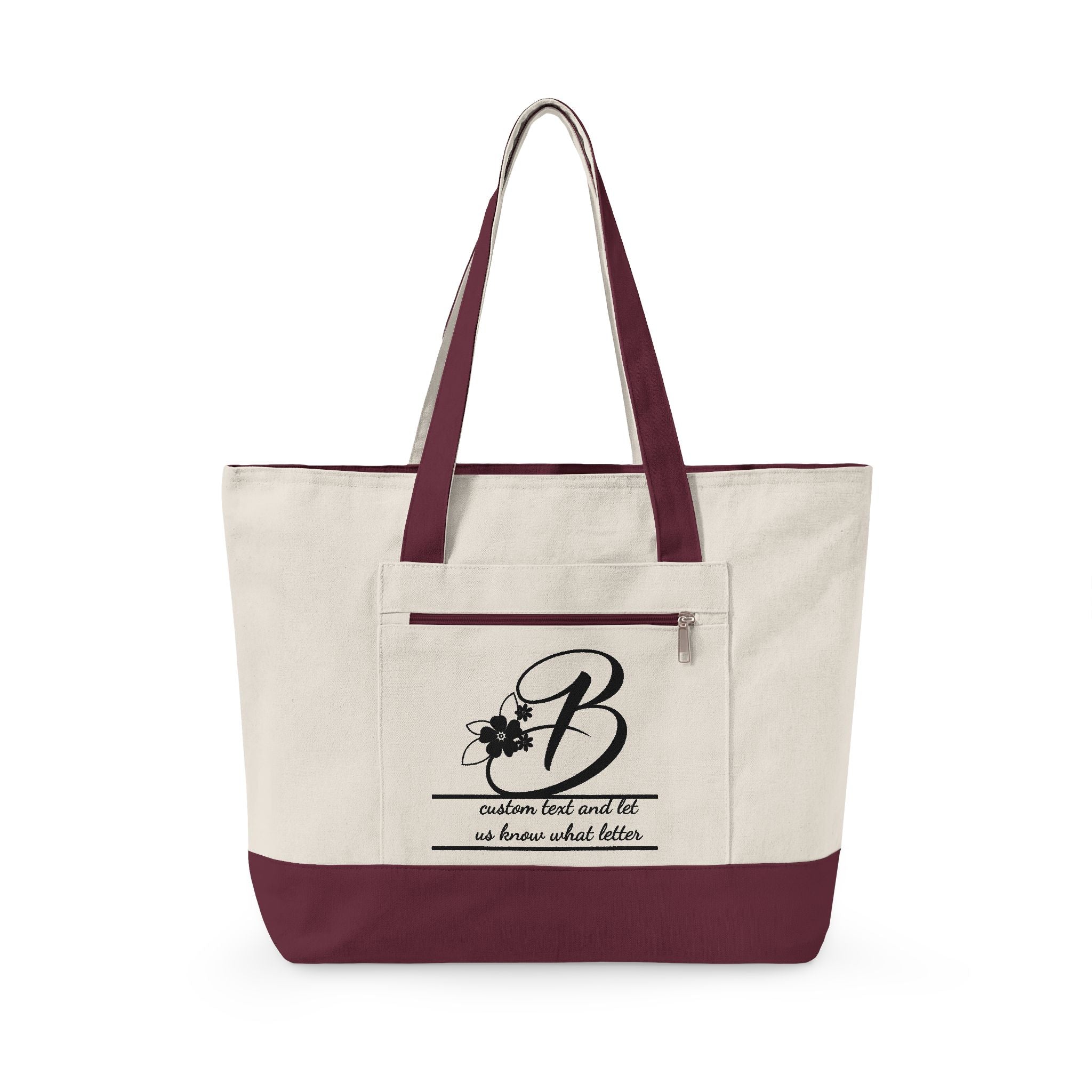 Personalized Zipper Canvas Tote