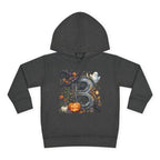 Toddler Hoodie — Halloween Custom Initial Pullover (Witch Hat, Pumpkin & Ghosts)