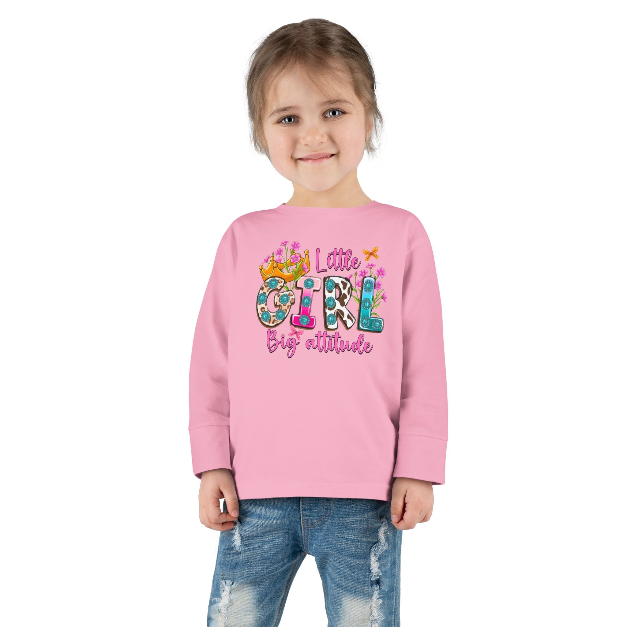 Little Girl Big Attitude — Funny Toddler Girl Long Sleeve Tee