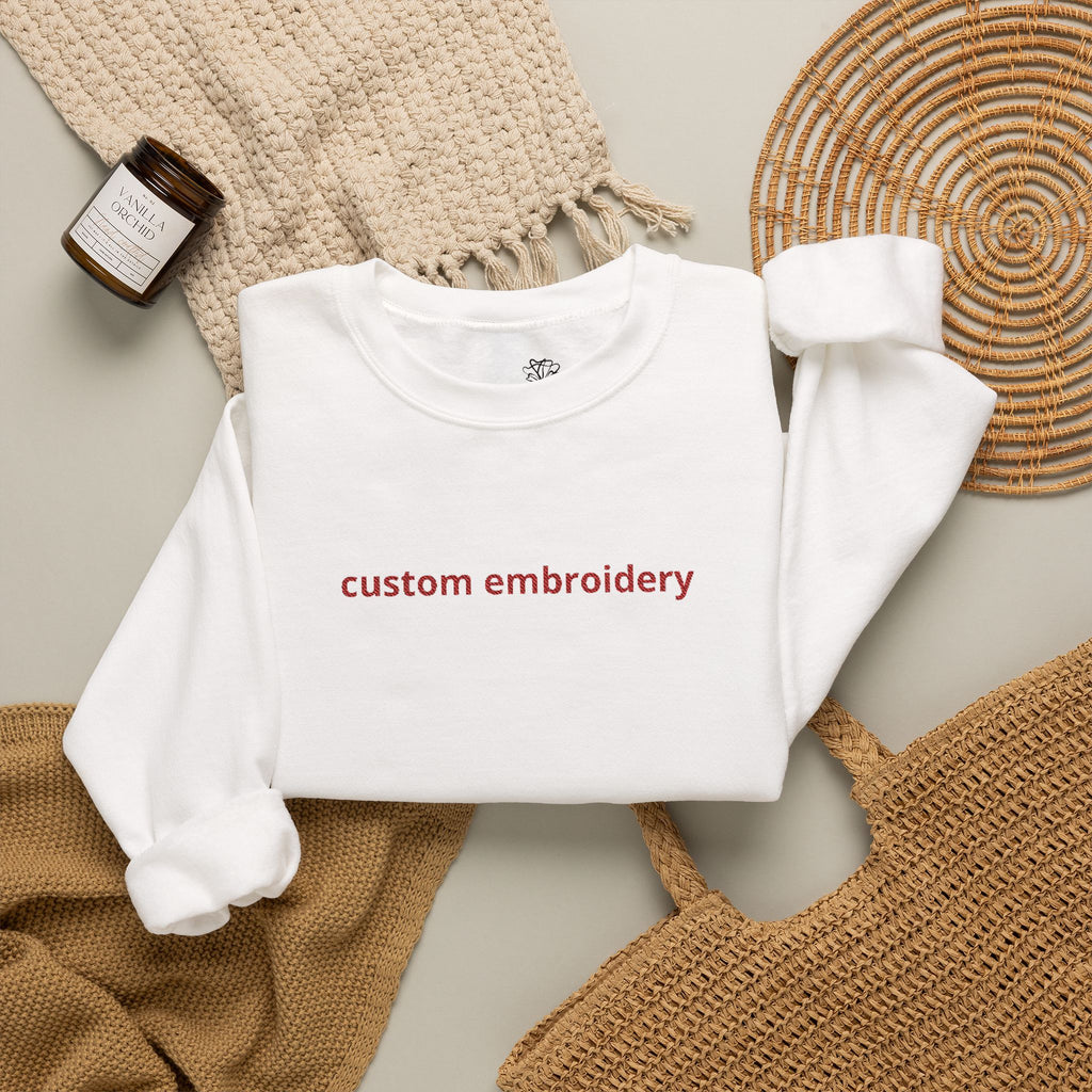 EMBROIDERED Custom Name, Quote, Date - (Light Colors/Shades) Pullover Sweatshirts