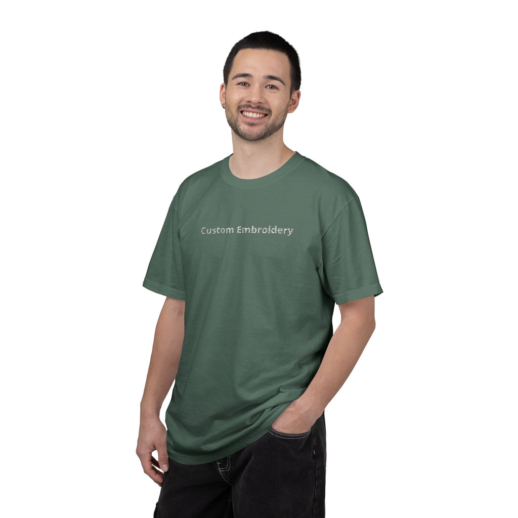 EMBROIDERED Custom Text Comfort Colors Unisex (Dark Colors/Shades) T-Shirt