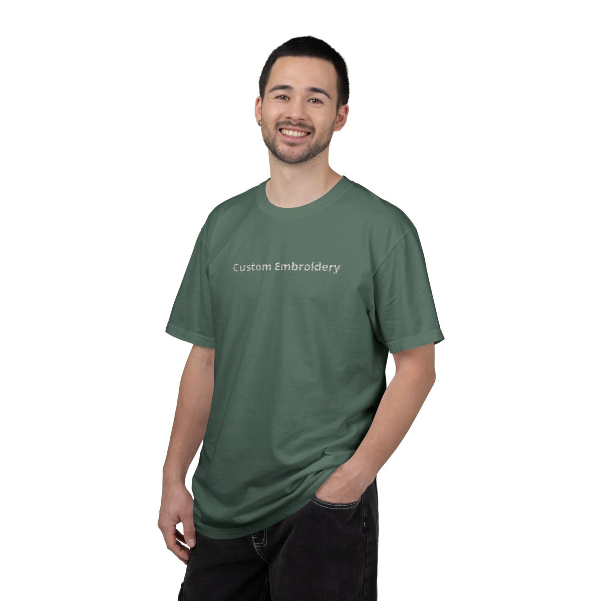 EMBROIDERED Custom Text Comfort Colors Unisex (Dark Colors/Shades) T-Shirt
