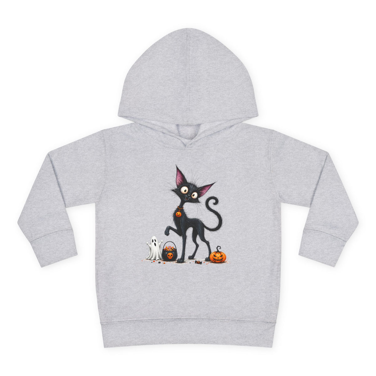 Toddler Halloween Cat Hoodie – Cute Black Kitty with Pumpkins Pullover