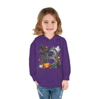 Toddler Hoodie — Halloween Custom Initial Pullover (Witch Hat, Pumpkin & Ghosts)