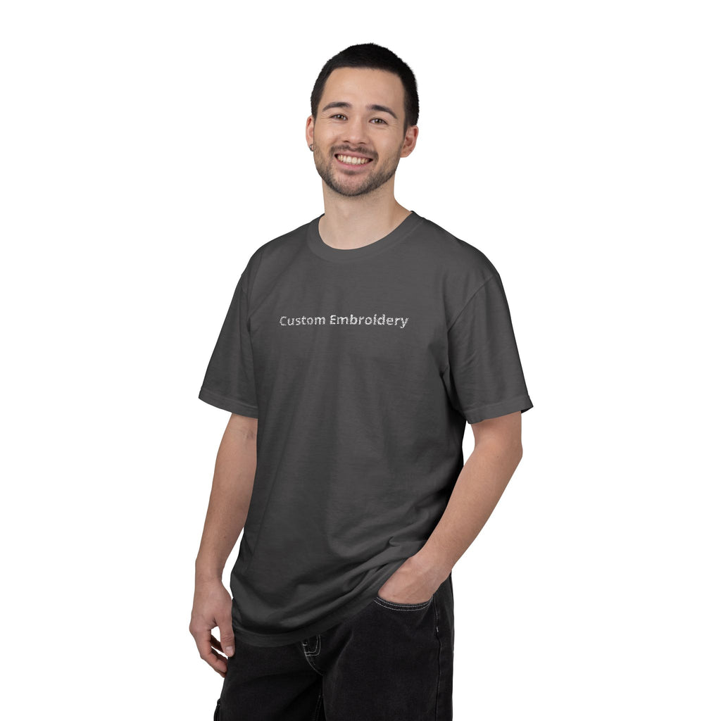 EMBROIDERED Custom Text Comfort Colors Unisex (Dark Colors/Shades) T-Shirt