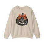 Lace Pumpkin & Orange Bow 3D Graphic | Halloween Pullover Sweatshirt