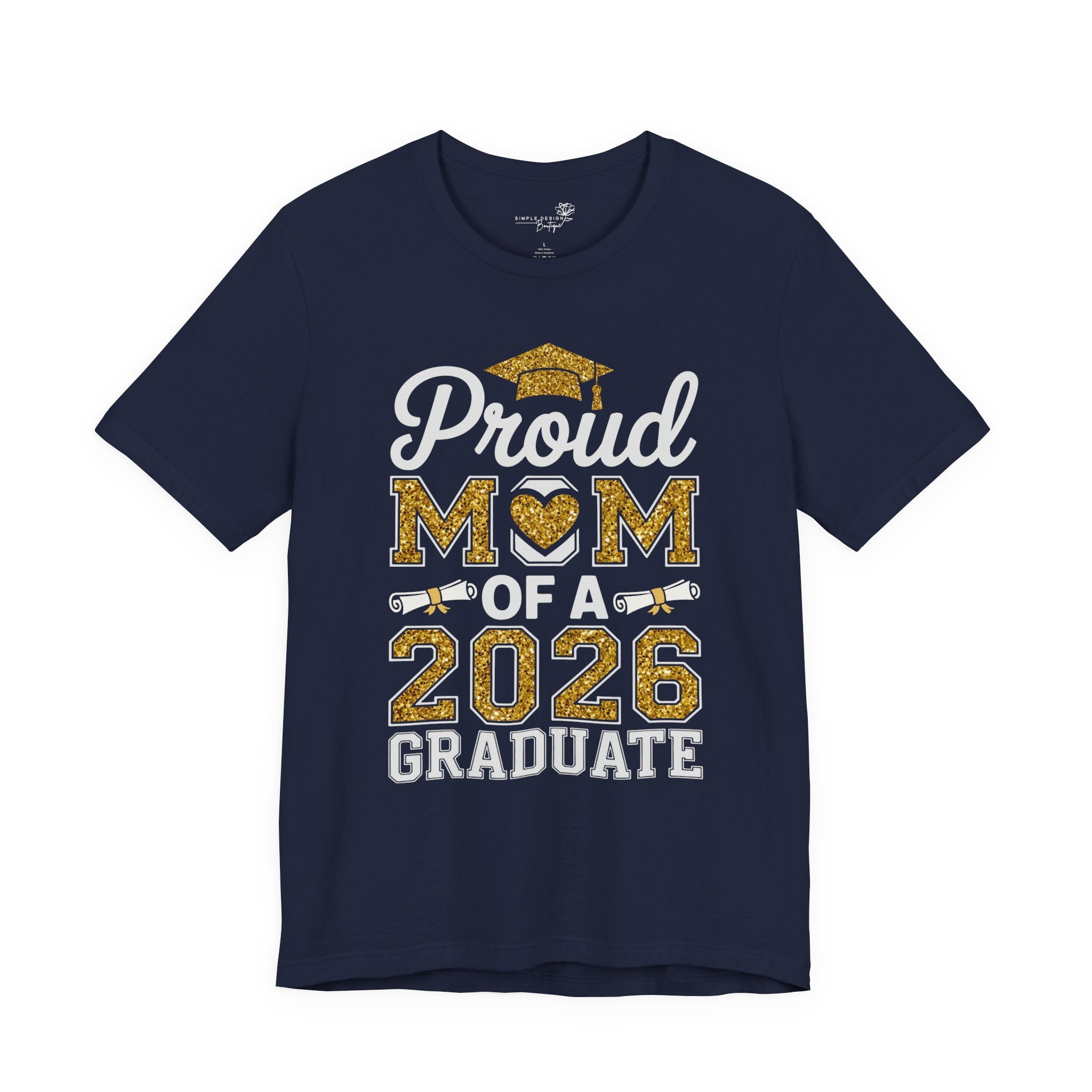 Proud Mom of a 2026 Graduate FRONT & BACK upload photo T-Shirt