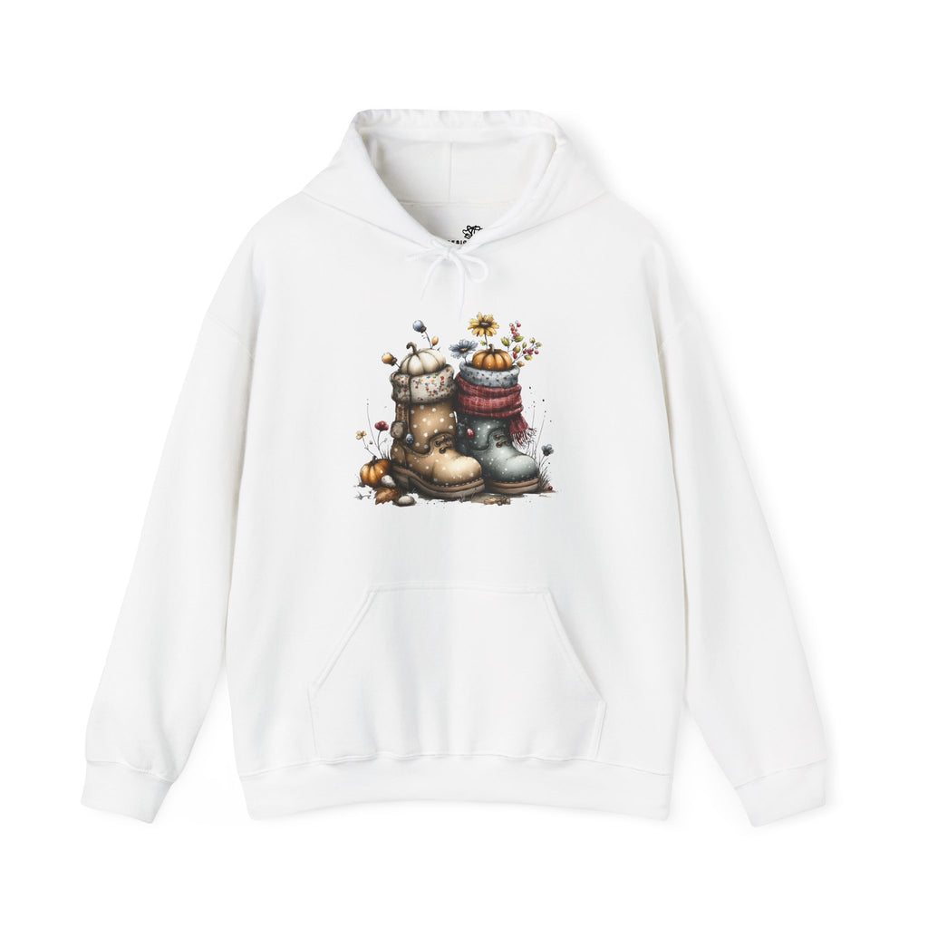 Autumn Boots & Pumpkins Graphic | Cozy Fall Hoodie