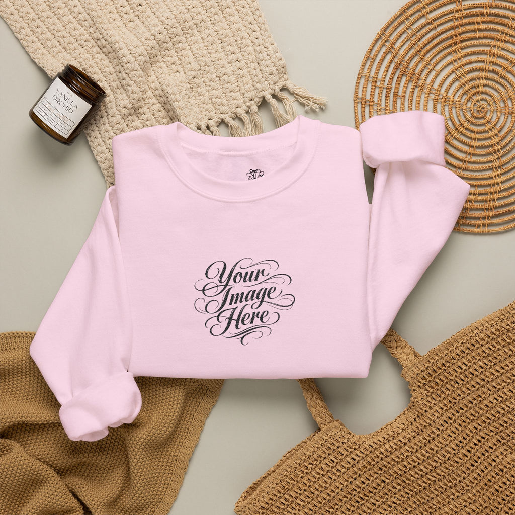 EMBROIDERED Custom Image (Light Colors/Shades) Pullover Sweatshirts